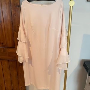 NWT Calvin Klein Sheath Dress with Mid-Length Bell Sleeve Ruffles Women’…
